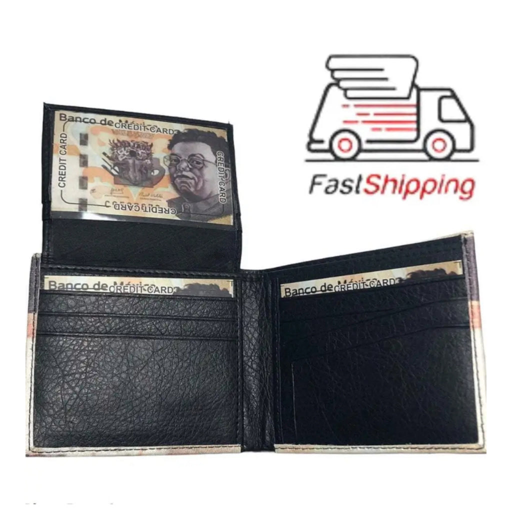 500 pesos bill print bifold wallet