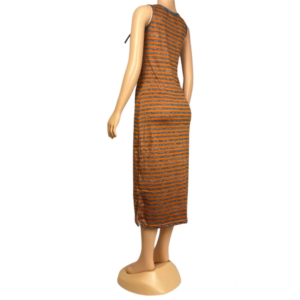 Women's Summer Sleeveless Striped Casual Beach Maxi Dress