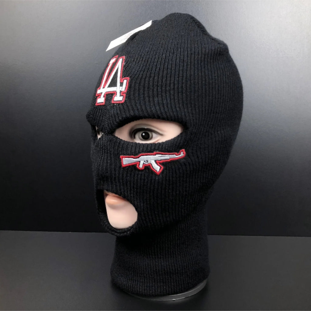 3 hole full face ski mask embroidered LA-AK 47 irone on patch Balaclava