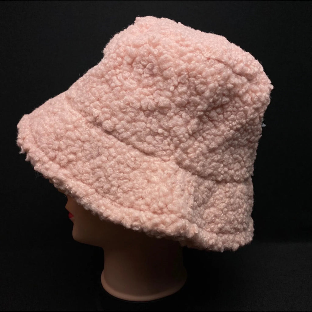 Fleece Women's Bucket Hat Soft Warm Winter Faux Fur Plush Cap