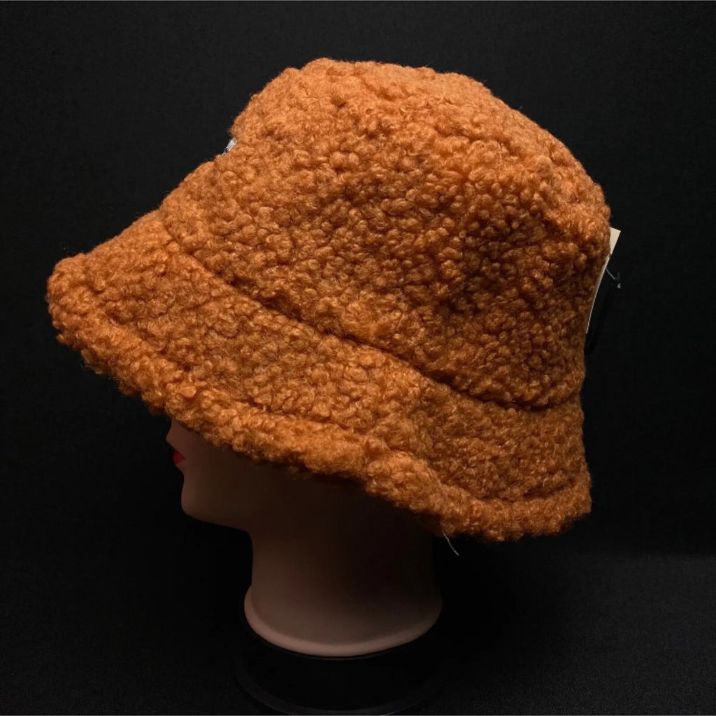 Fleece Women's Bucket Hat Soft Warm Winter Faux Fur Plush Cap