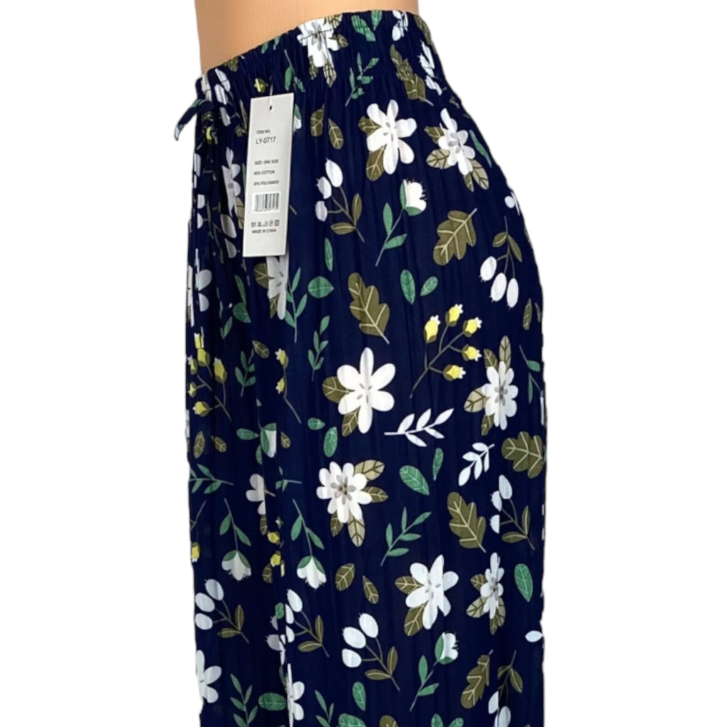 Women Elastic Waist Summer Beach Long Pants