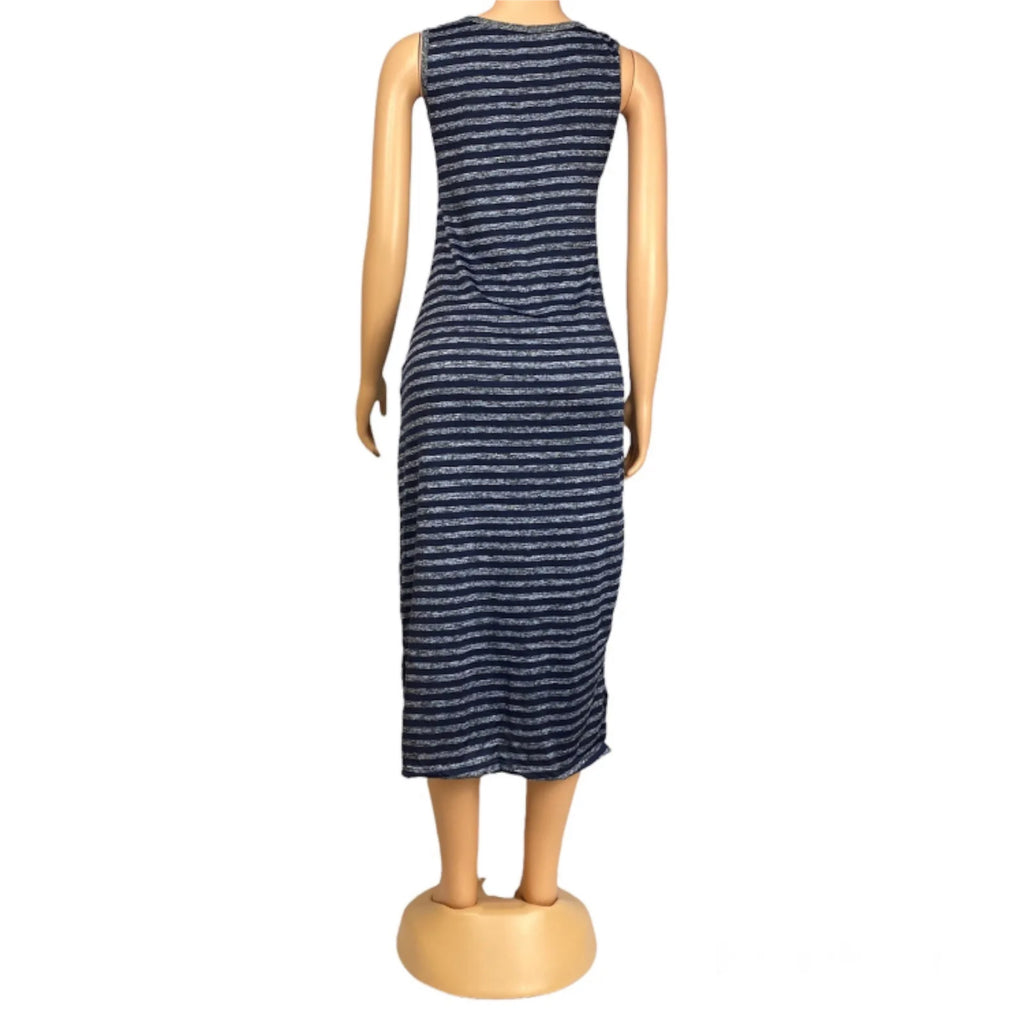 Women's Summer Sleeveless Striped Casual Beach Maxi Dress