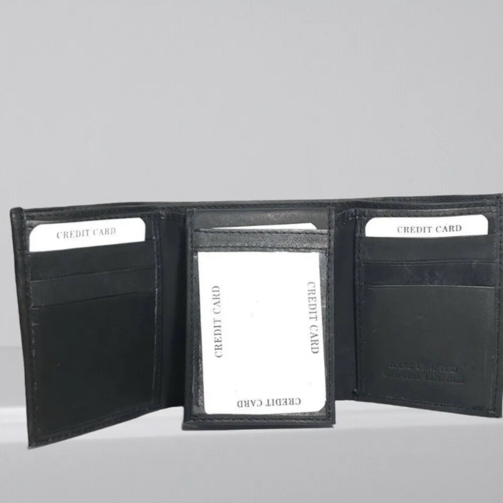 Men's Trifold Credit Card ID Classic Black Wallet