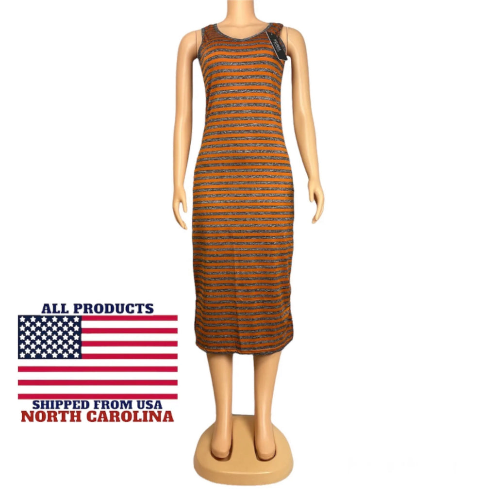 Women's Summer Sleeveless Striped Casual Beach Maxi Dress