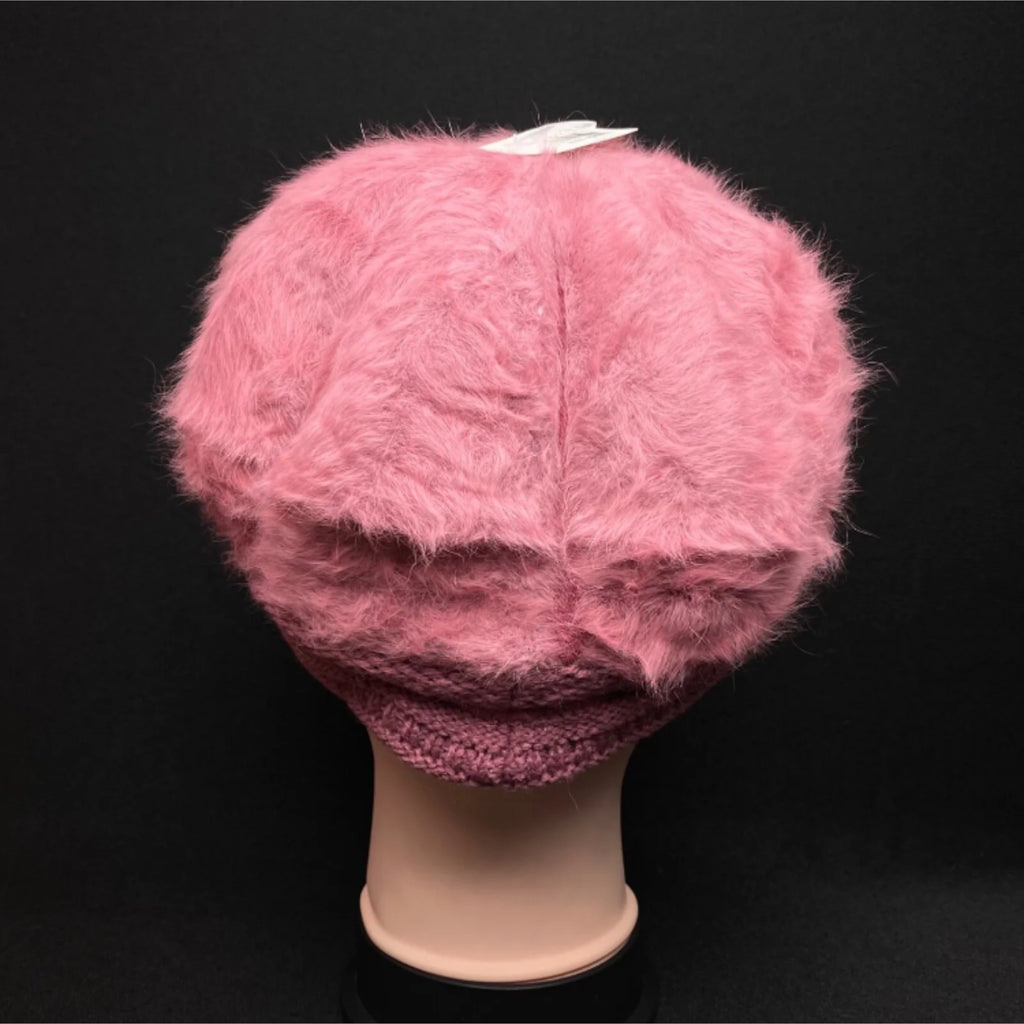 Winter Beanie Fur Beret Baggy Hat Visor Knitted Warm Cap for Women