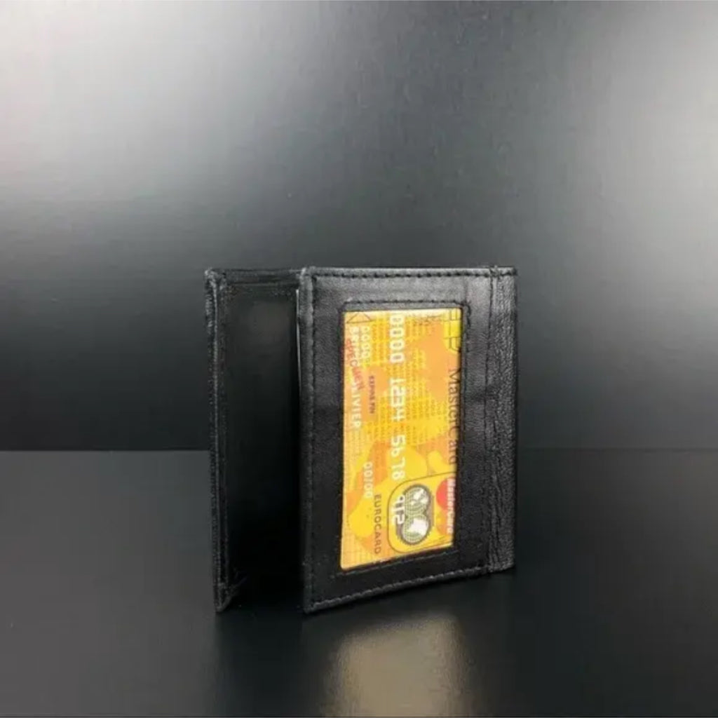 Men's Black Leather Trifold Wallet