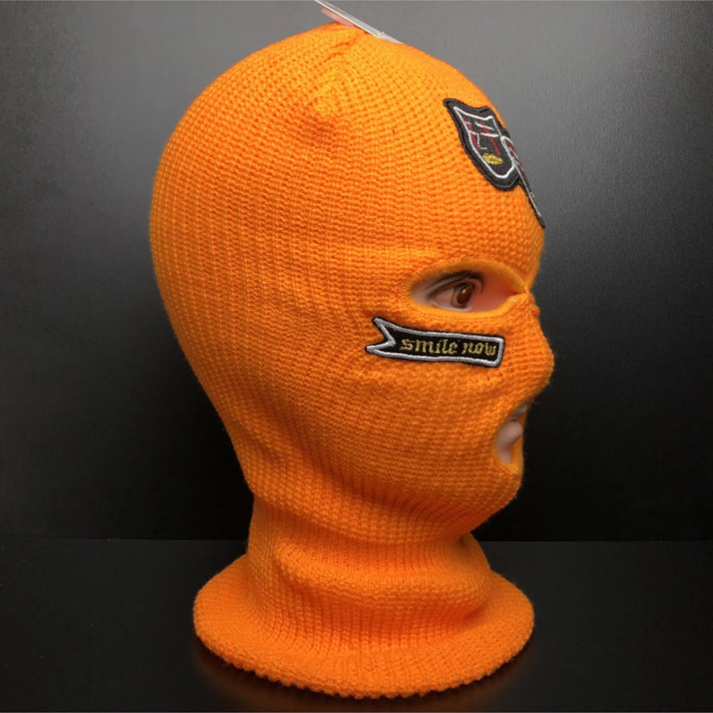 Smile Now Cry Later Full Face Ski Mask Irone on Patch Balaclava