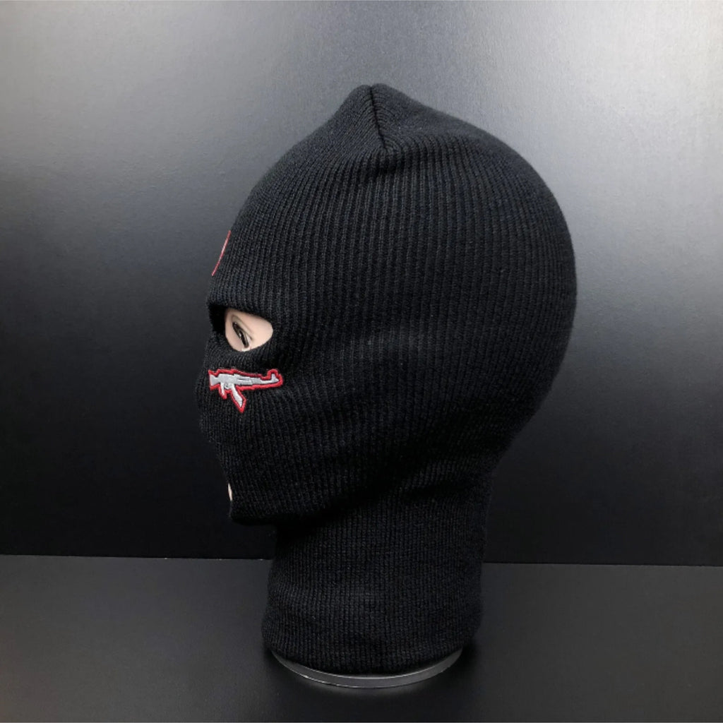 3 hole full face ski mask embroidered LA-AK 47 irone on patch Balaclava