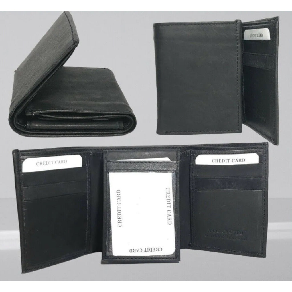 Men's Trifold Credit Card ID Classic Black Wallet